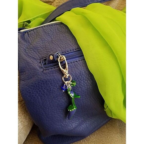 Seattle Seahawks Inspired Jeweled "12th Woman" Purse Fob or Key Chain - Picture 2 of 4